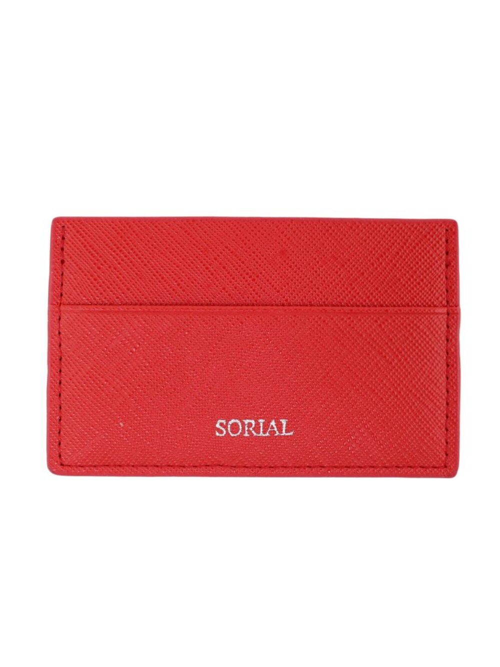 Sorial Red Faux Leather Criss-Cross Slim Card Holder Wallet